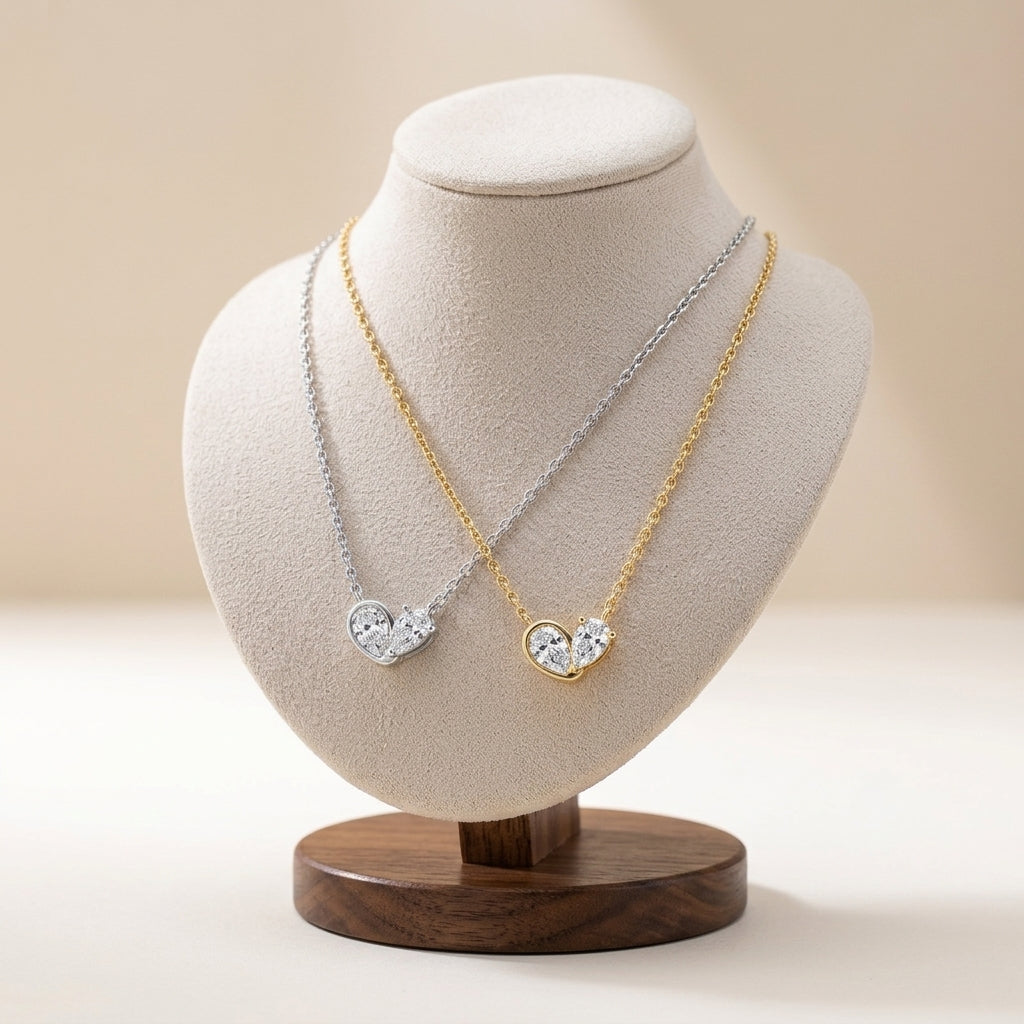 18K Gold Plated 925 Sterling Silver Abstract Heart Necklace - Hannah