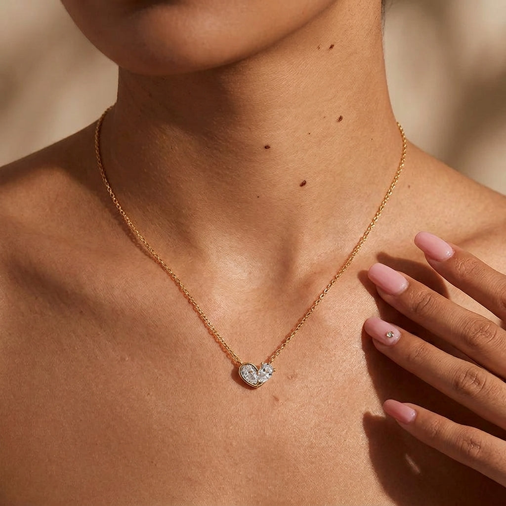 18K Gold Plated 925 Sterling Silver Abstract Heart Necklace - Hannah