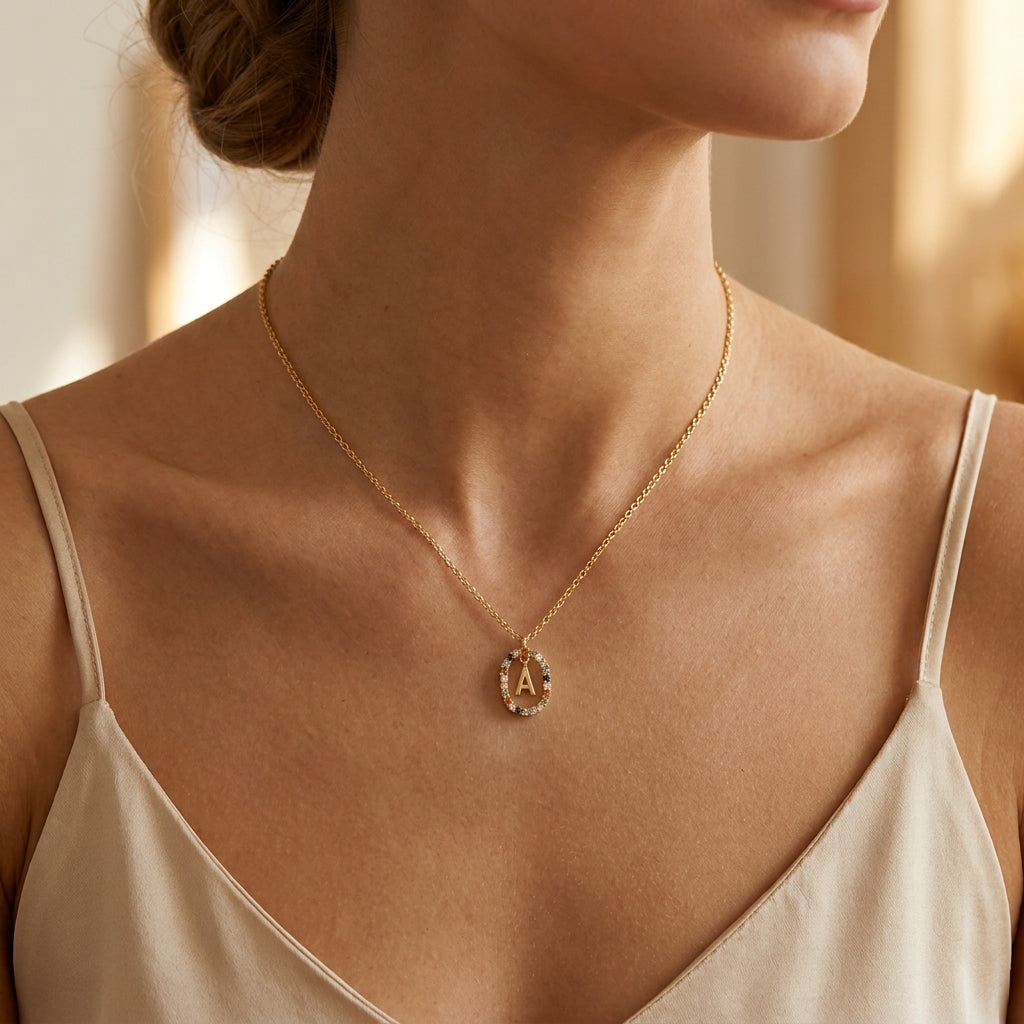 18K Gold Plated 925 Sterling Silver Initial Pendant Necklace - Lilah