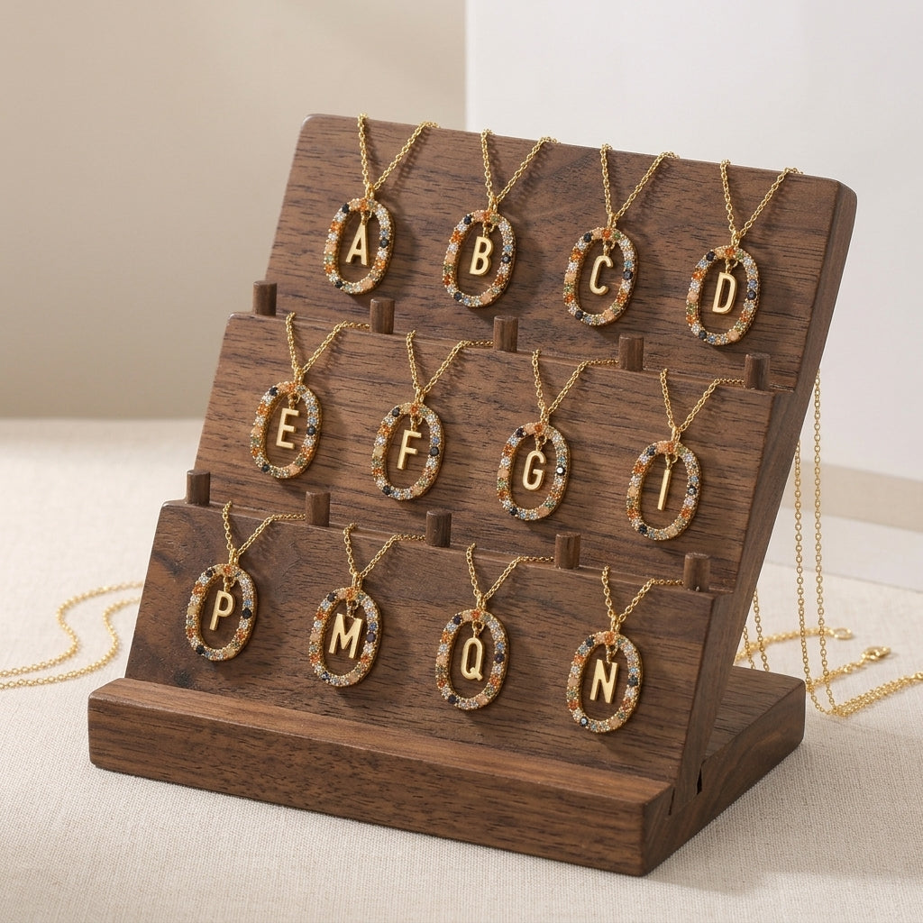 18K Gold Plated 925 Sterling Silver Initial Pendant Necklace - Lilah