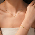 18K Gold Plated 925 Sterling Silver Asymmetrical Heart Charms Necklace - Amara