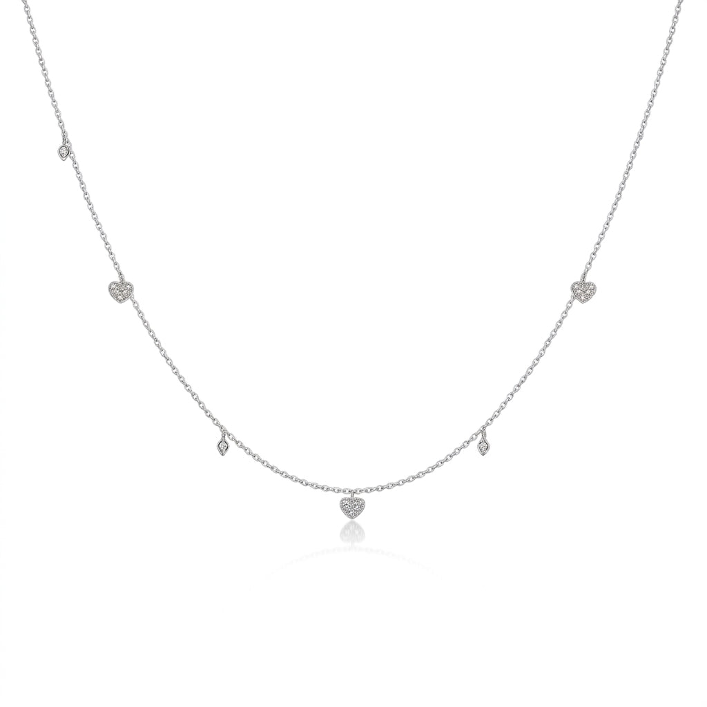 18K Gold Plated 925 Sterling Silver Asymmetrical Heart Charms Necklace - Amara