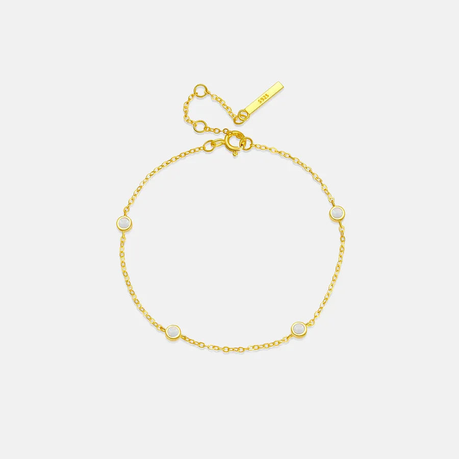 18K Gold Plated 925 Sterling Silver Stationary Bracelet - Amina