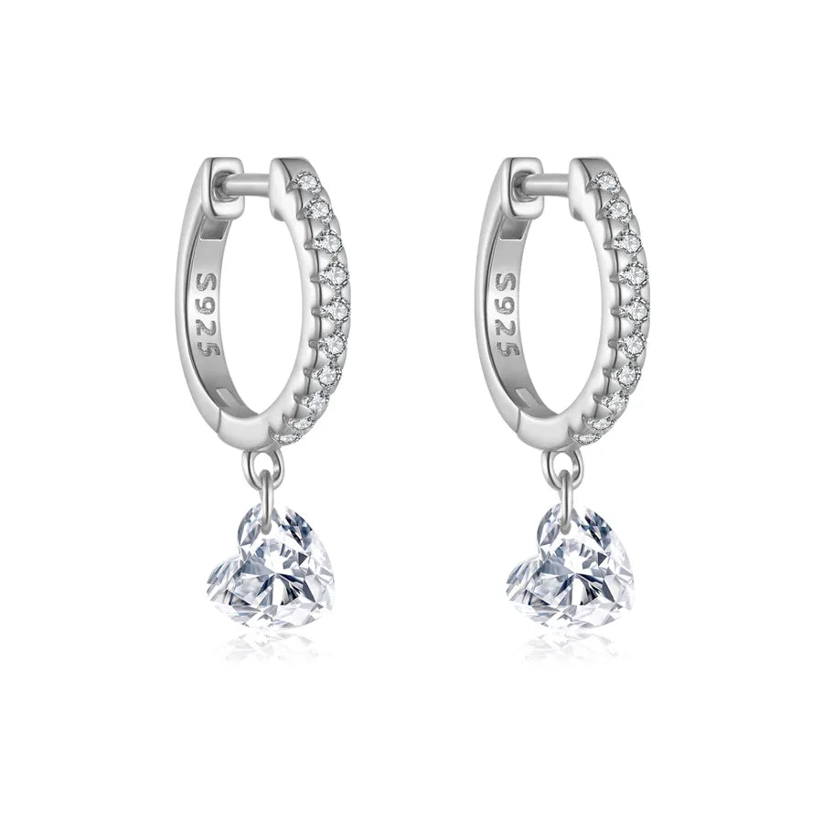 18K Gold Plated 925 Sterling Silver Heart Charm Huggies - Angela