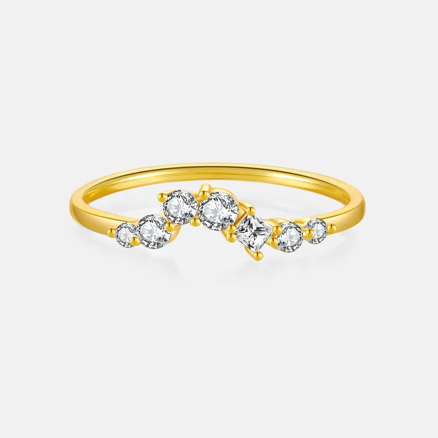 18K Gold Plated 925 Sterling Silver Irregular Chevron Ring - Anne
