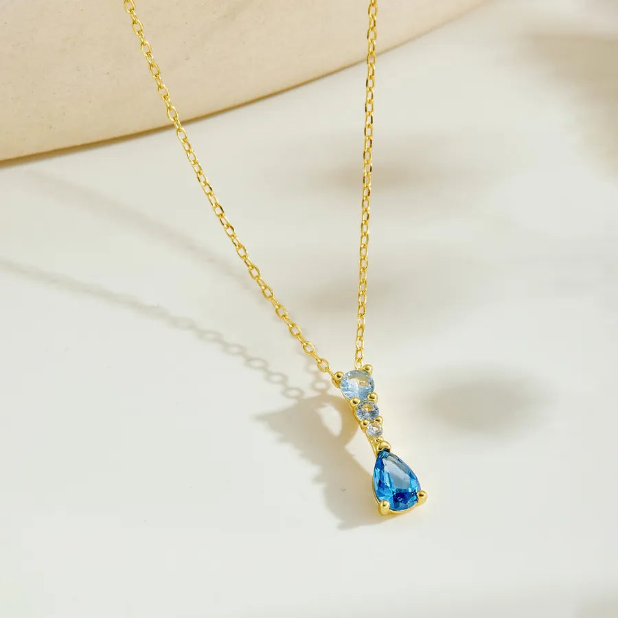18K Gold Plated 925 Sterling Silver Vertical Trilogy Necklace - Athena