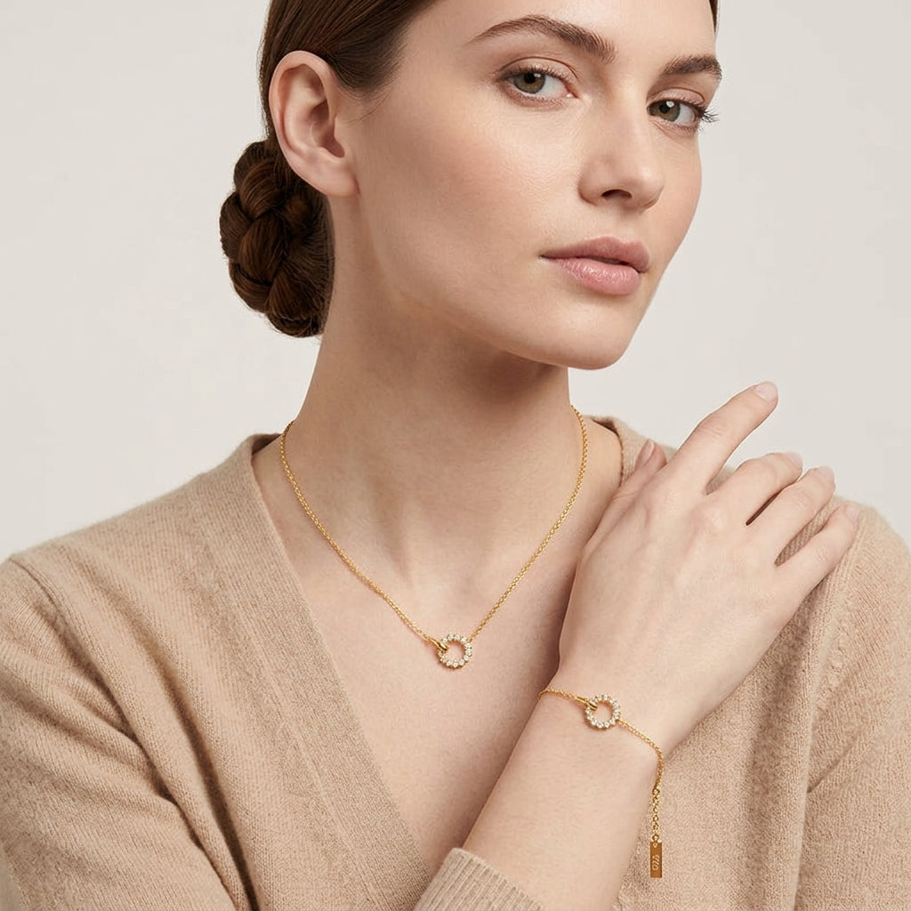 18K Gold Plated 925 Sterling Silver Lariat Necklace - Aurora