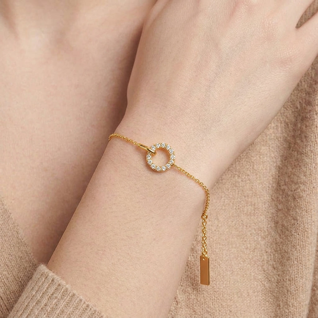 18K Gold Plated 925 Sterling Silver Lariat Bracelet - Aurora