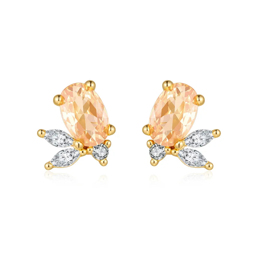 18K Gold Plated 925 Sterling Silver Oval Stud Earrings - Avery