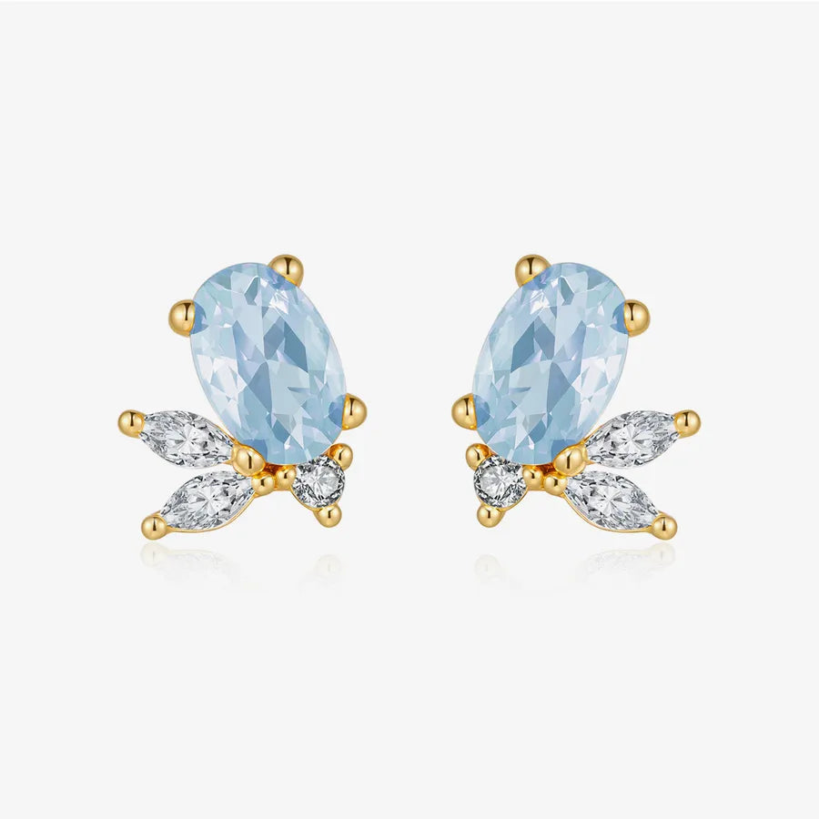 18K Gold Plated 925 Sterling Silver Oval Stud Earrings - Avery