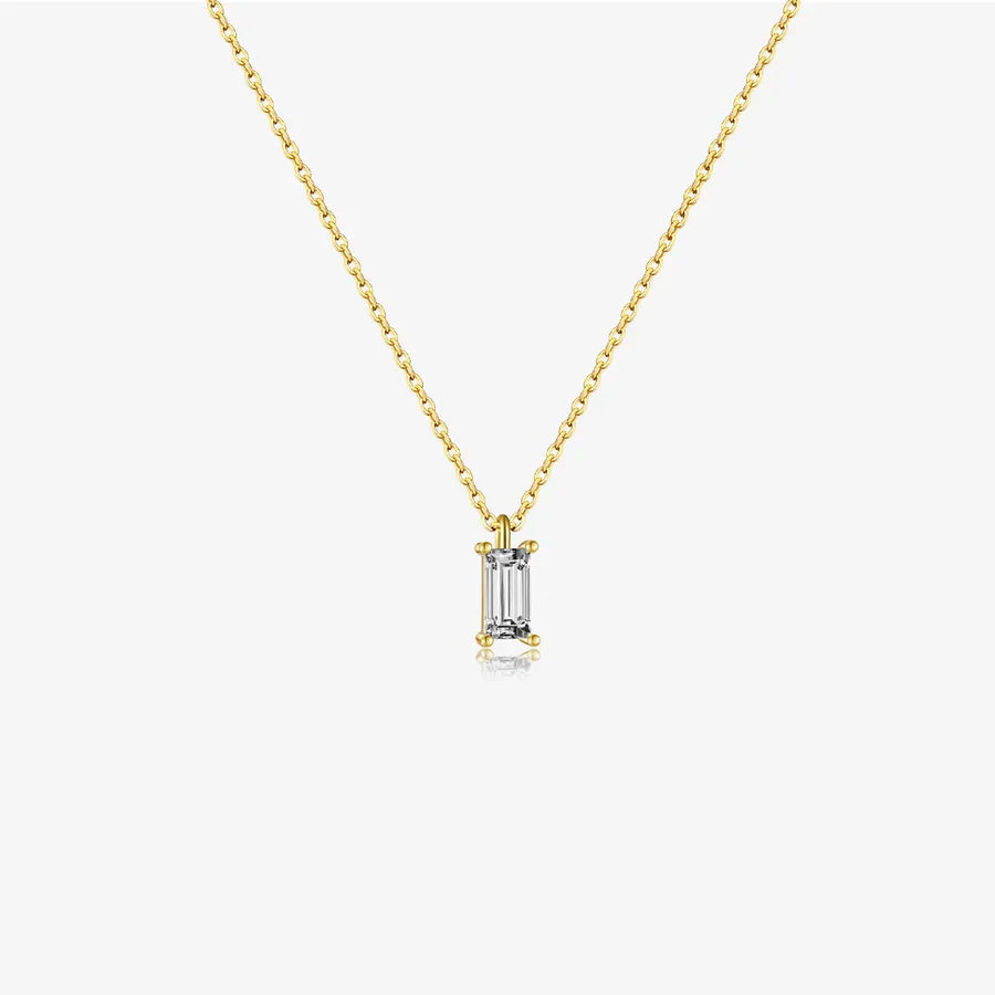18K Gold Plated 925 Sterling Silver Baguette Necklace - Brielle