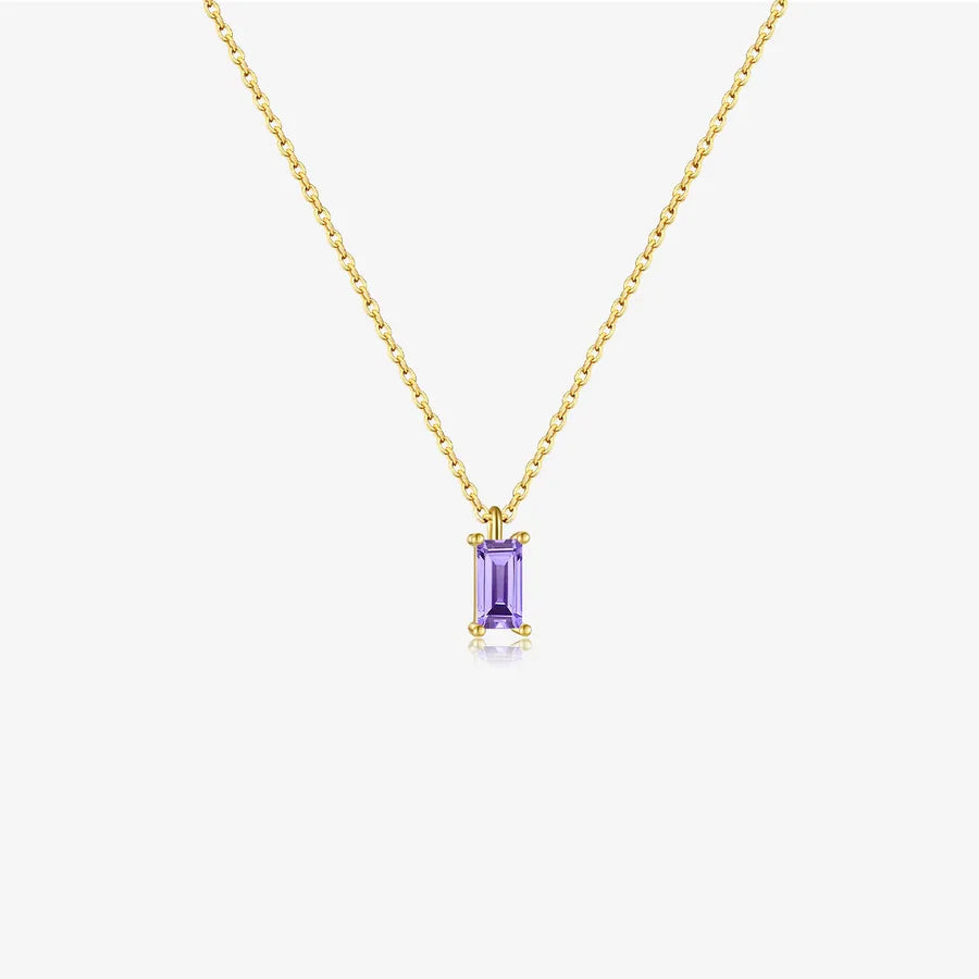 18K Gold Plated 925 Sterling Silver Baguette Necklace - Brielle