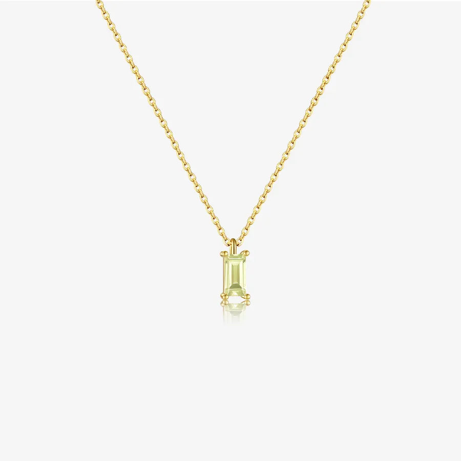 18K Gold Plated 925 Sterling Silver Baguette Necklace - Brielle