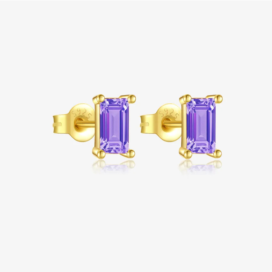 18K Gold Plated 925 Sterling Silver Baguette Studs - Brielle