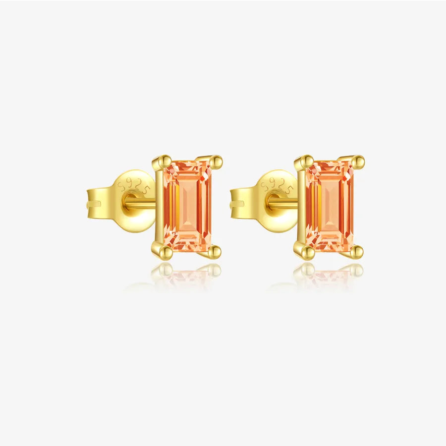 18K Gold Plated 925 Sterling Silver Baguette Studs - Brielle