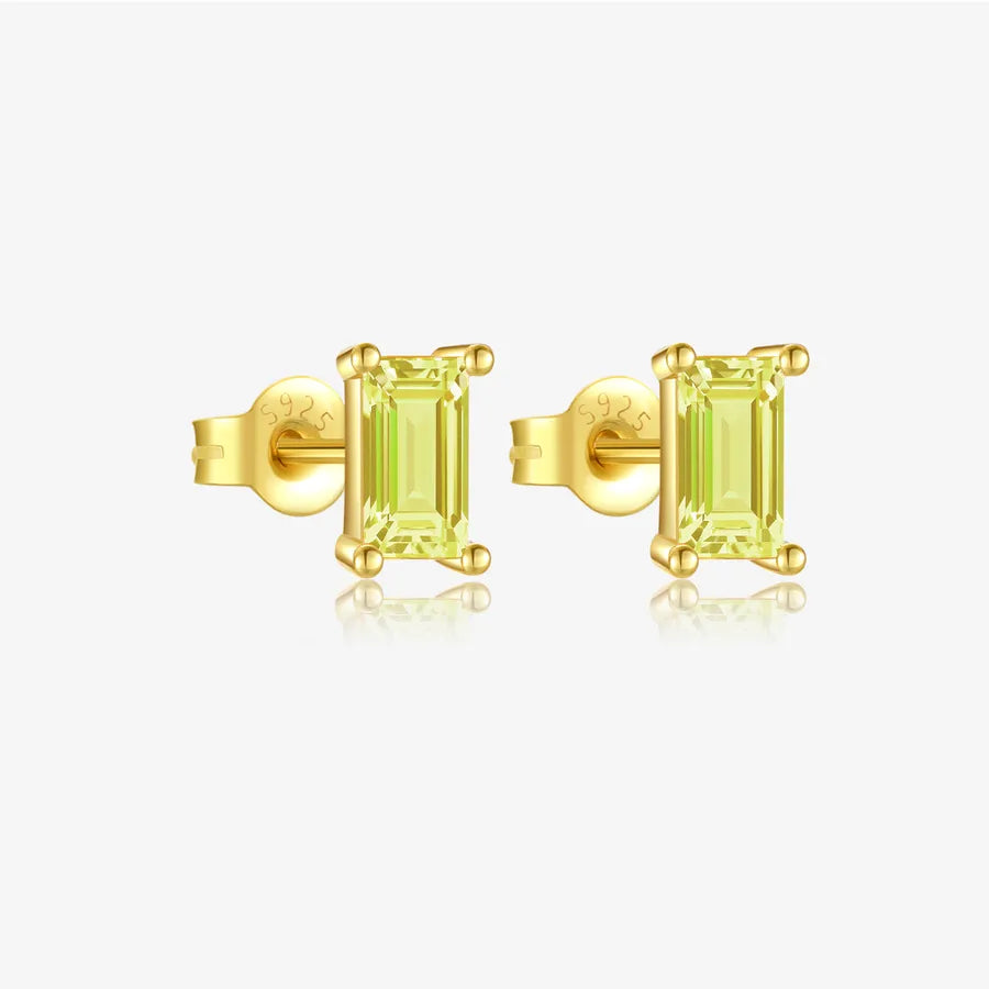 18K Gold Plated 925 Sterling Silver Baguette Studs - Brielle