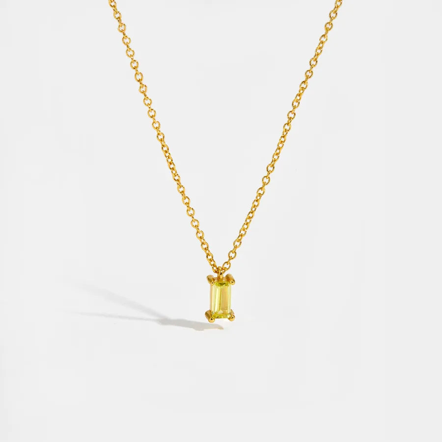 18K Gold Plated 925 Sterling Silver Baguette Necklace - Brielle