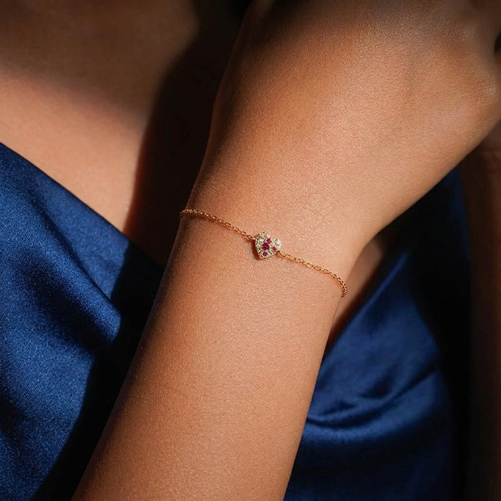 18K Gold Plated 925 Sterling Silver Heart Bracelet - Camila