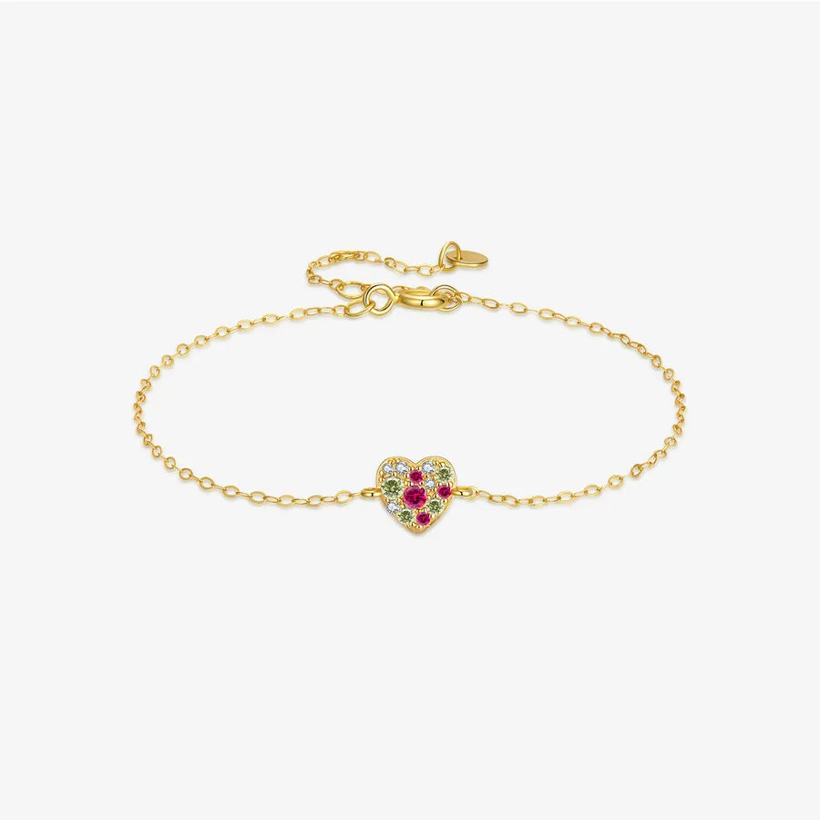 18K Gold Plated 925 Sterling Silver Heart Bracelet - Camila