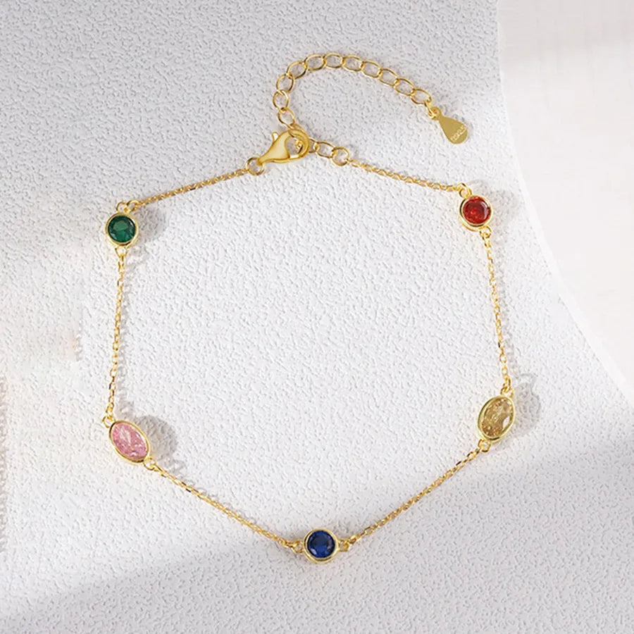 18K Gold Plated 925 Sterling Silver Multi-colored Bracelet - Casey