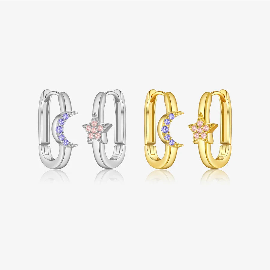 18K Gold Plated 925 Sterling Silver Night Sky Huggies - Celeste