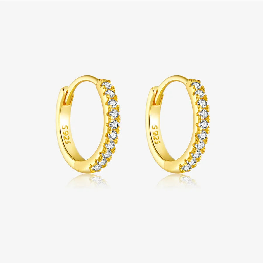 18K Gold Plated 925 Sterling Silver Classic Huggies - Claire