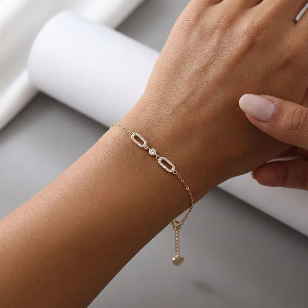 18K Gold Plated 925 Sterling Silver Link Bracelet - Simone