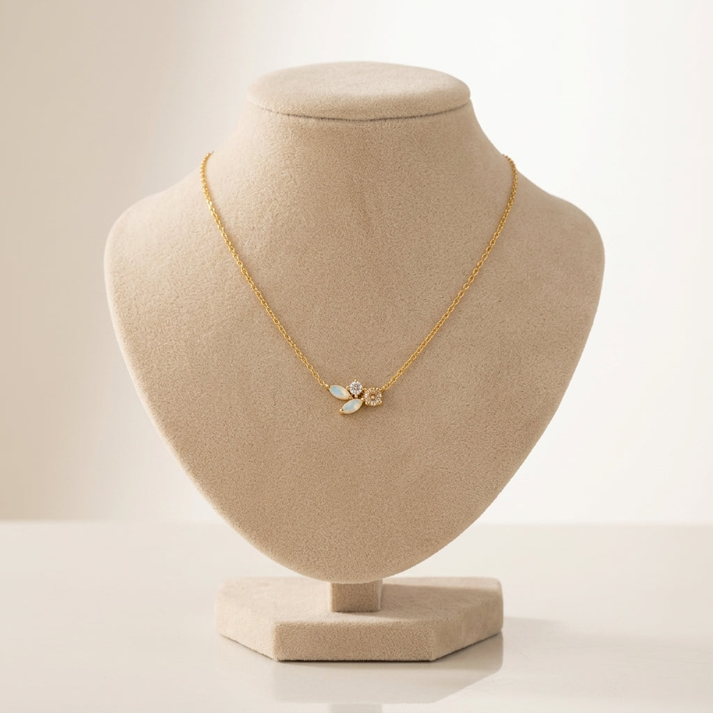 18K Gold Plated 925 Sterling Silver Cluster Necklace - Francesca