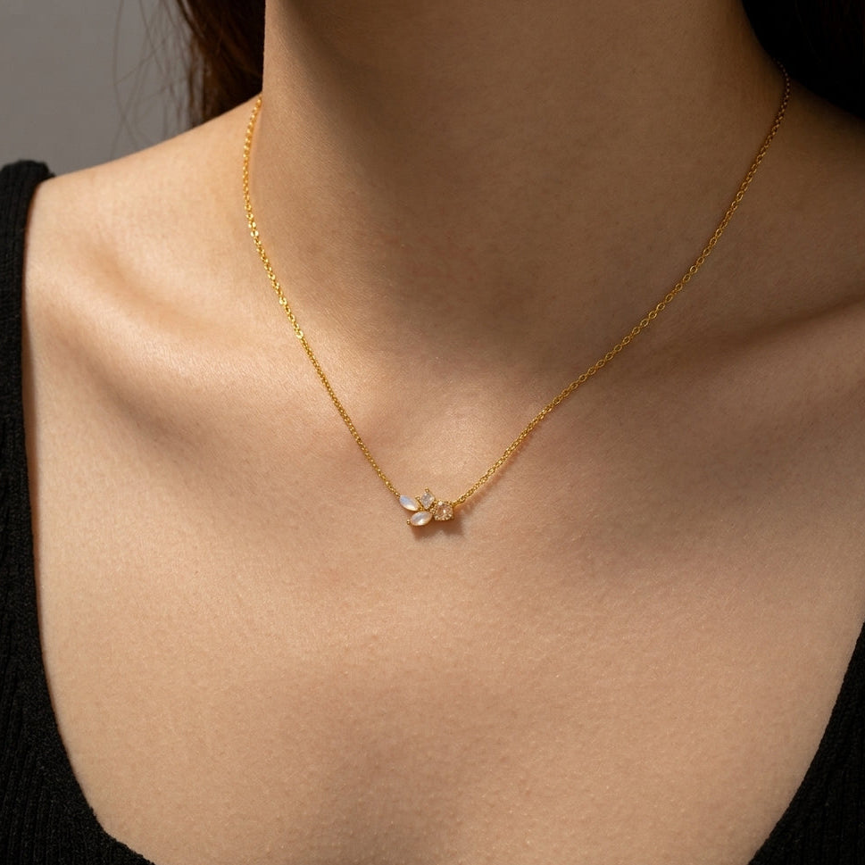 18K Gold Plated 925 Sterling Silver Cluster Necklace - Francesca