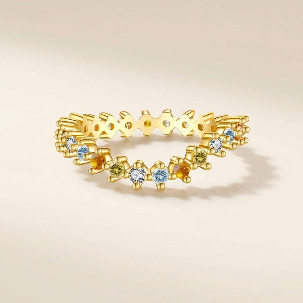 18K Gold Plated 925 Sterling Silver Curve Ring - Sandra