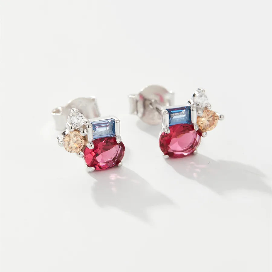 18K Gold Plated 925 Sterling Silver Multi-Gem Cluster Earring - Dorothy