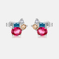 18K Gold Plated 925 Sterling Silver Multi-Gem Cluster Earring - Dorothy