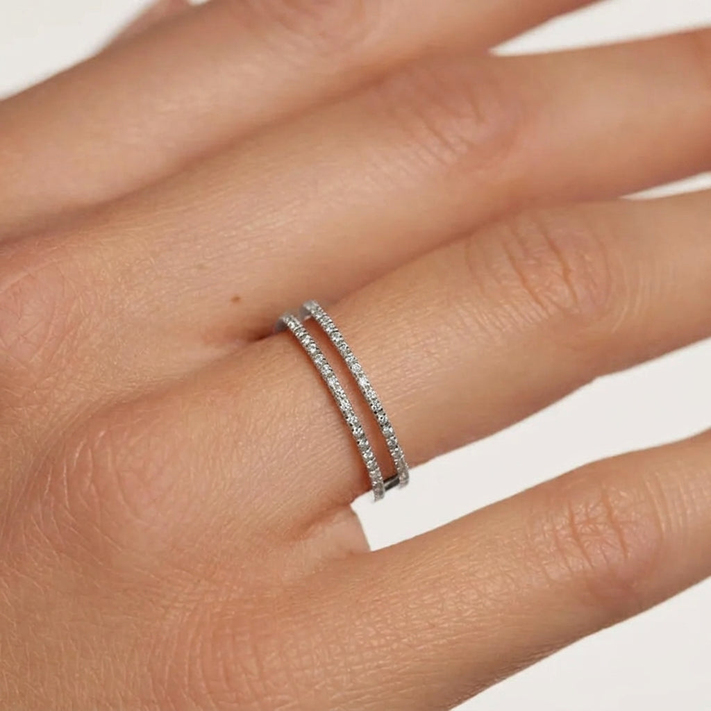 18K Gold Plated 925 Sterling Silver Double-band Ring - Dakota