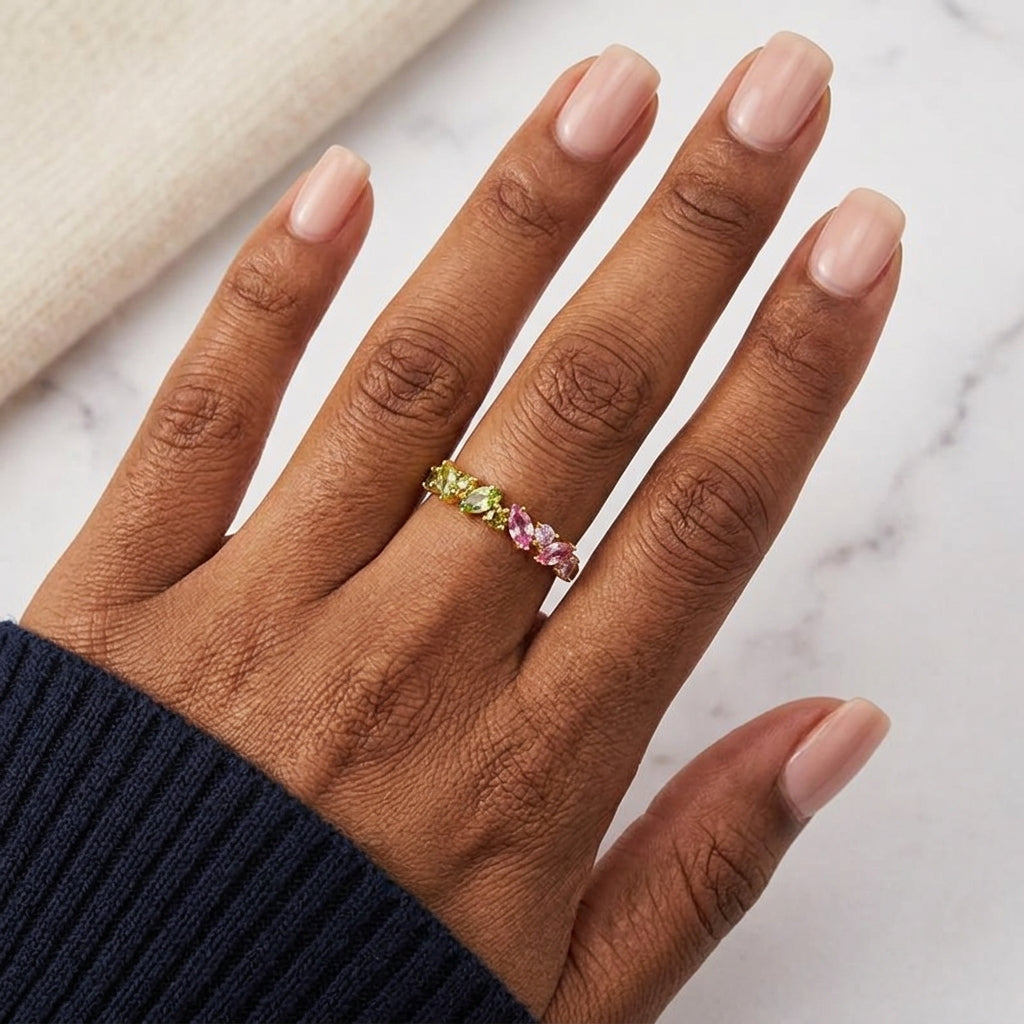 18K Gold Plated 925 Sterling Silver Marquise Ring - Elowen