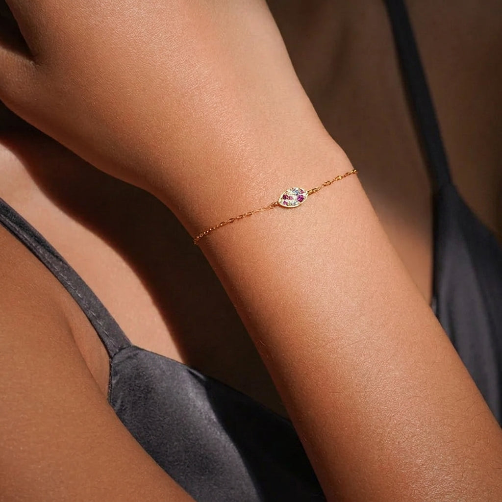 18K Gold Plated 925 Sterling Silver Marquise-shaped Bracelet - Maya