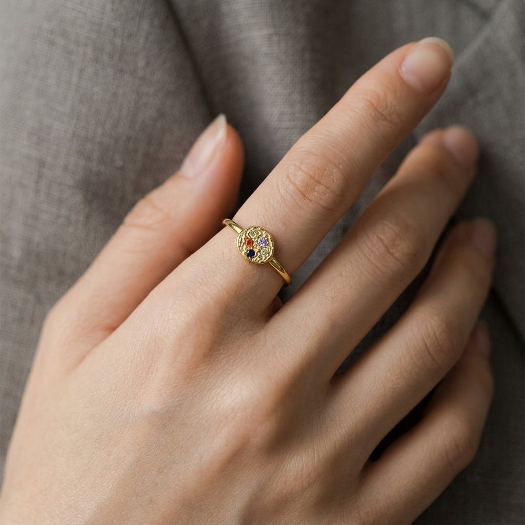 18K Gold Plated 925 Sterling Silver Flat Ring -  Cordelia