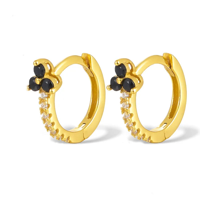 18K Gold Plated 925 Sterling Silver Three-stone Cluster Earrings - Florence