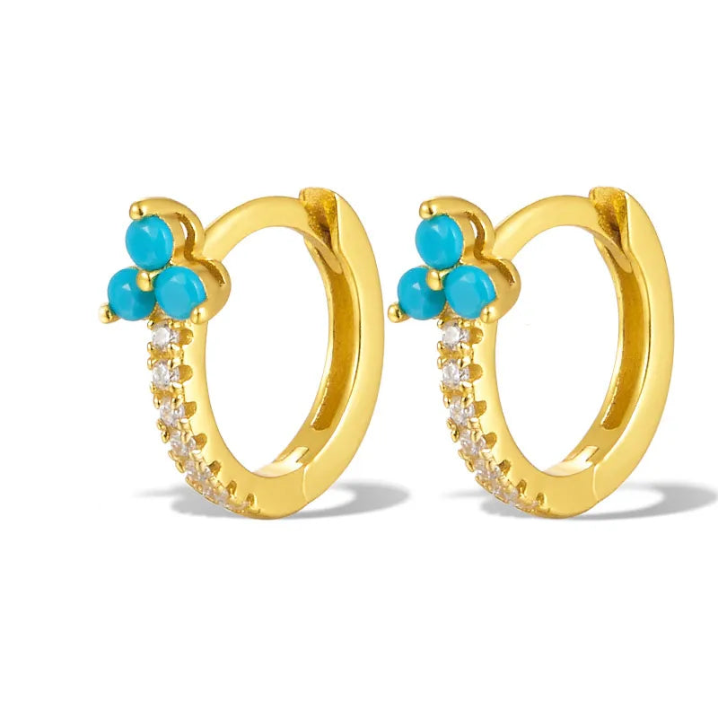 18K Gold Plated 925 Sterling Silver Three-stone Cluster Earrings - Florence
