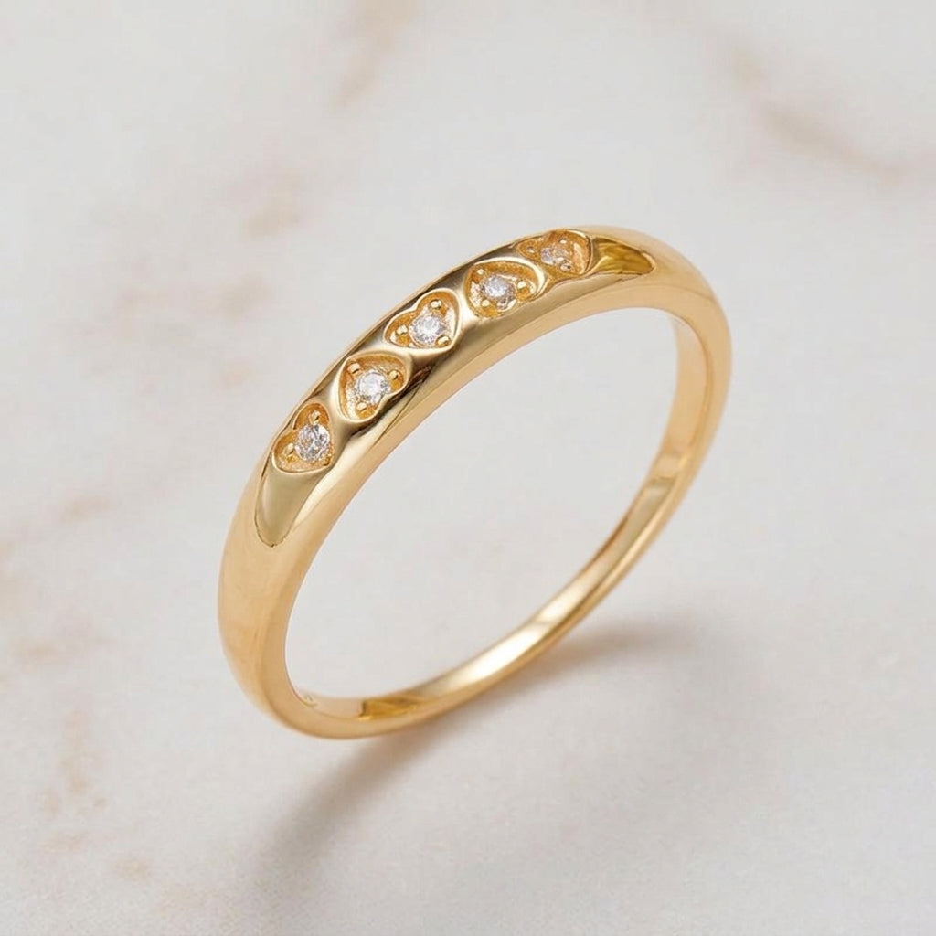 18K Gold Plated 925 Sterling Silver Heart Ring - Evelyn
