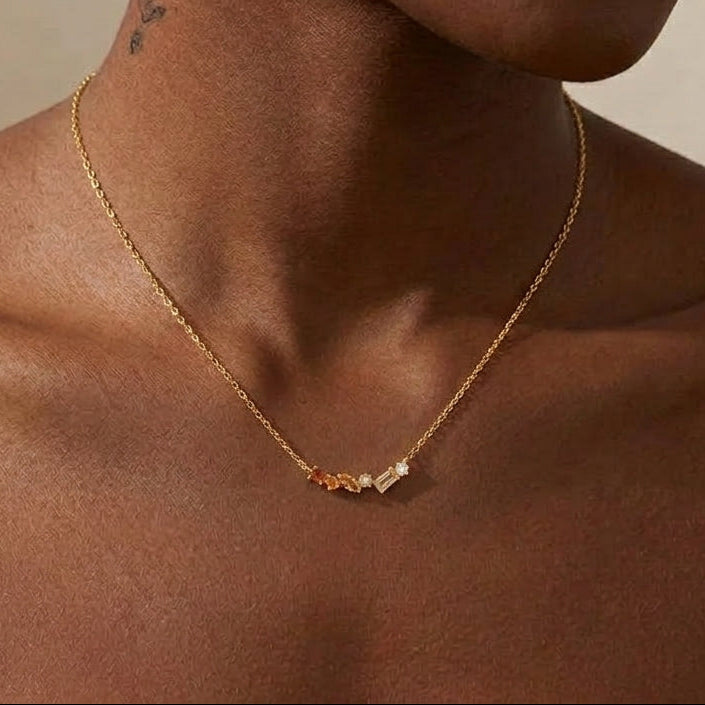 18K Gold Plated 925 Sterling Silver Multi Stones Necklace - Gemma