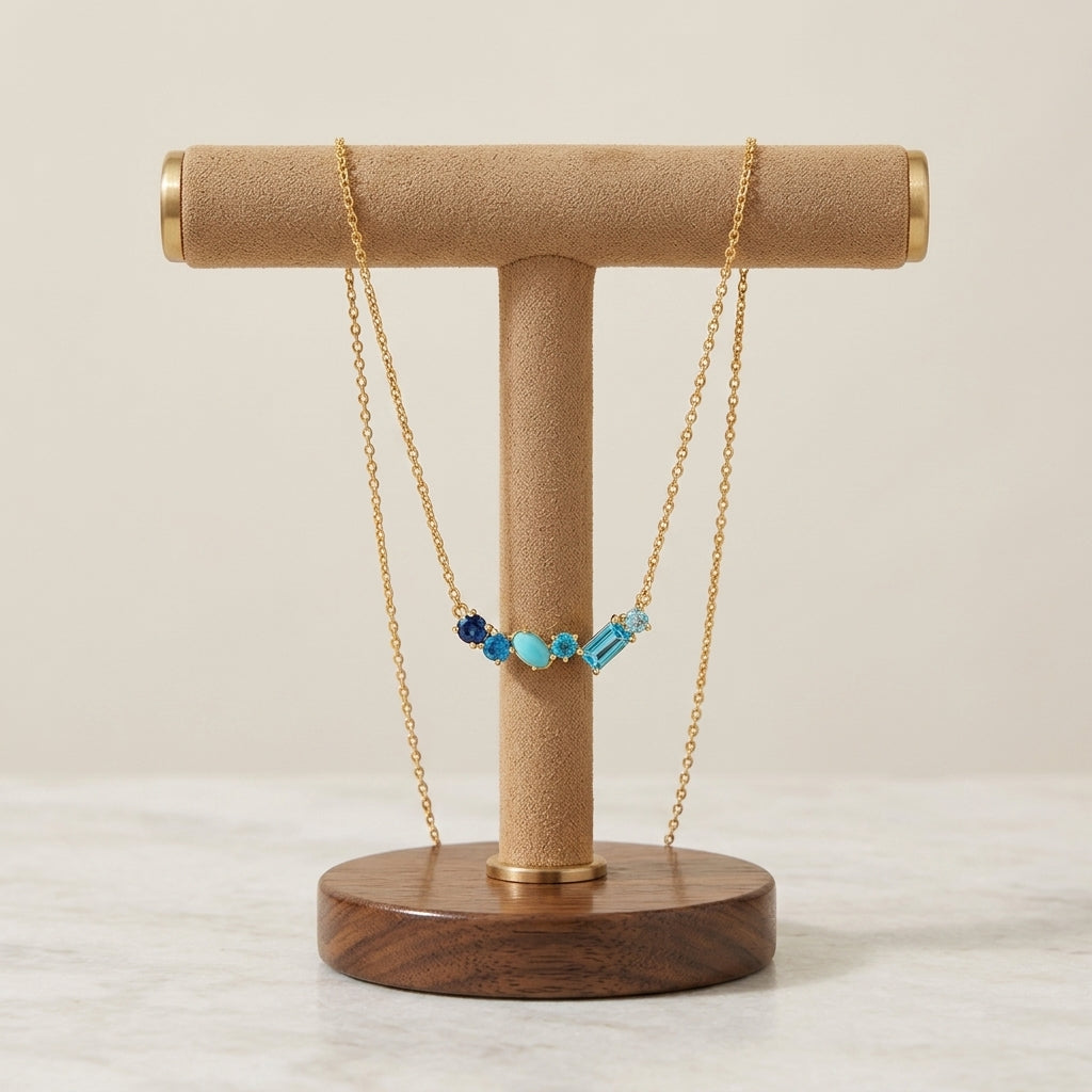 18K Gold Plated 925 Sterling Silver Multi Stones Necklace - Gemma