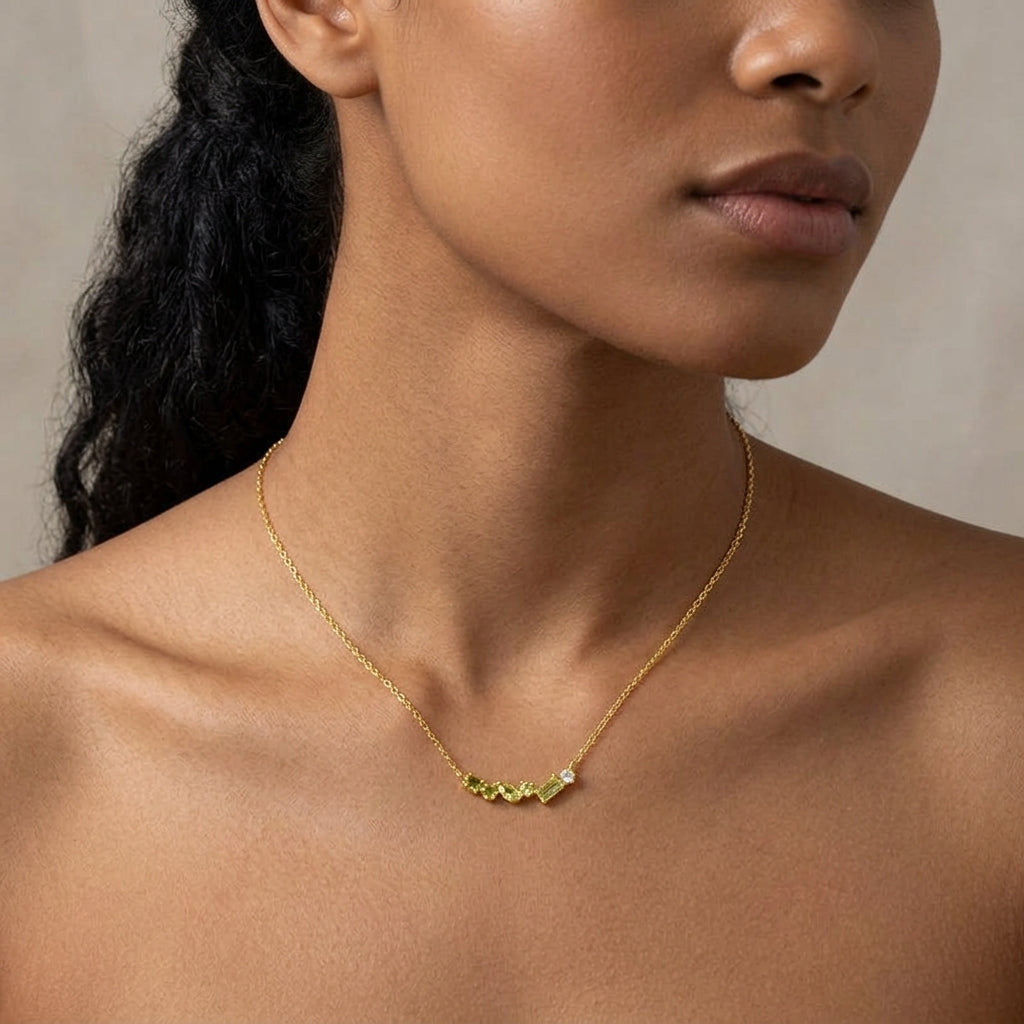 18K Gold Plated 925 Sterling Silver Multi Stones Necklace - Gemma