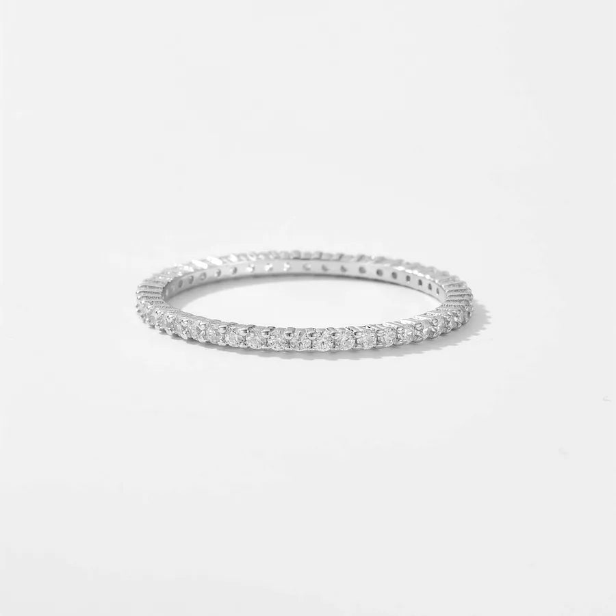 18K Gold Plated 925 Sterling Silver Eternity Band Ring - Harmony