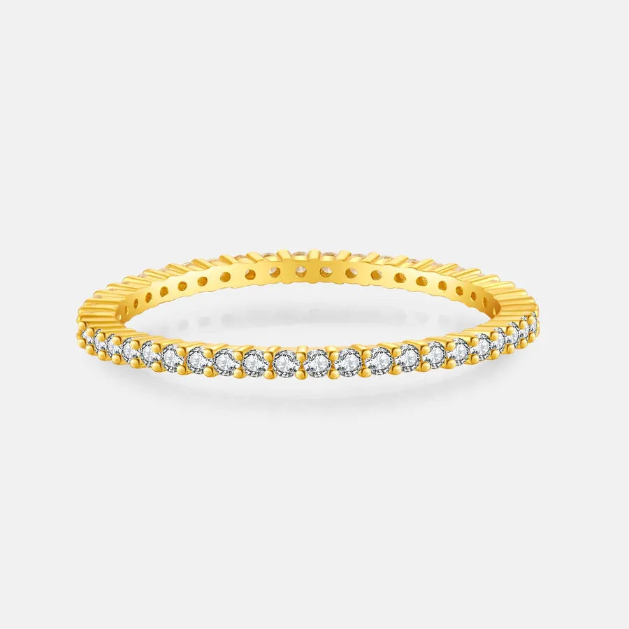18K Gold Plated 925 Sterling Silver Eternity Band Ring - Harmony