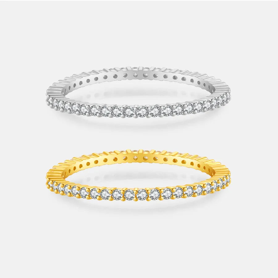 18K Gold Plated 925 Sterling Silver Eternity Band Ring - Harmony