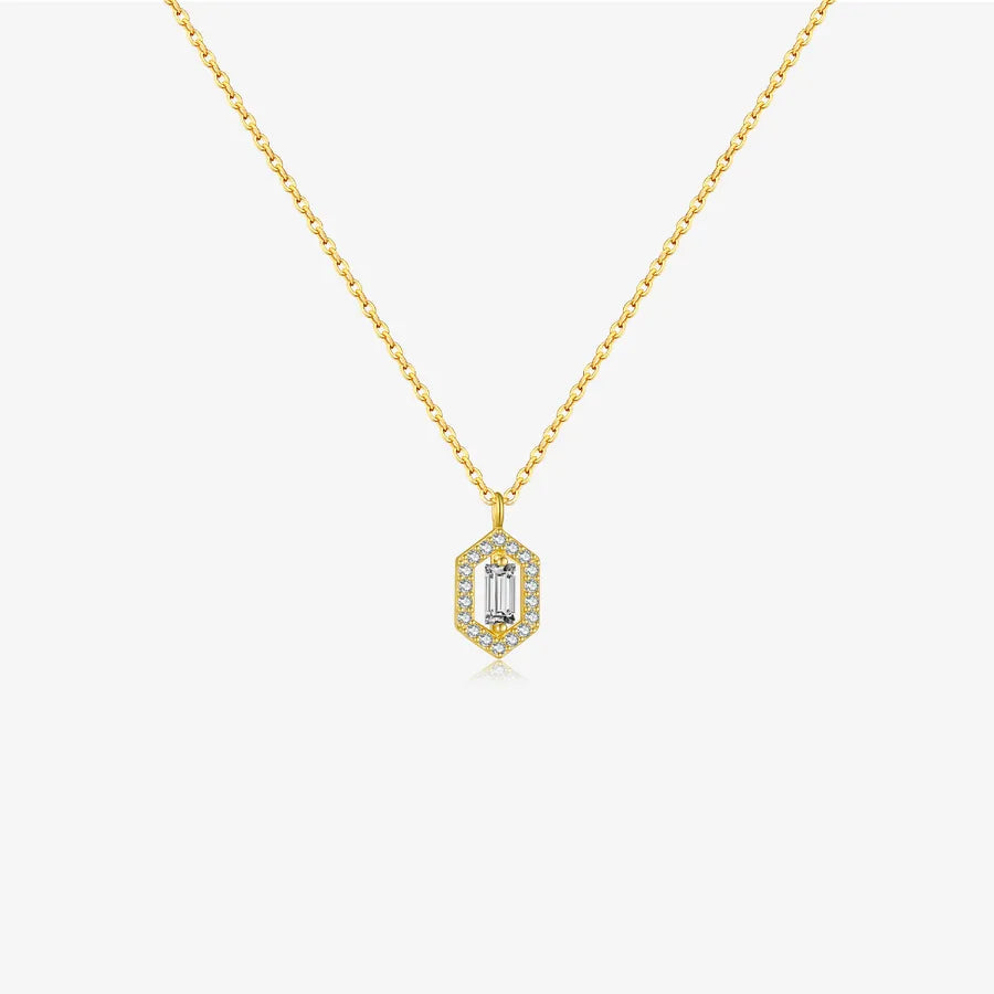 18K Gold Plated 925 Sterling Silver Hexagonal Necklace - Hazel