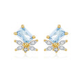 18K Gold Plated 925 Sterling Silver Baguette Cluster Earrings  - Heidi