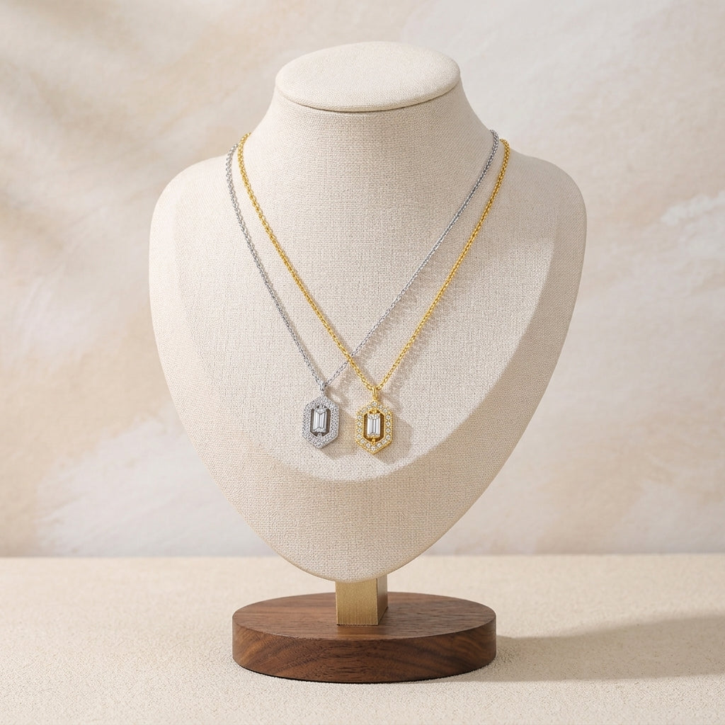 18K Gold Plated 925 Sterling Silver Hexagonal Necklace - Hazel