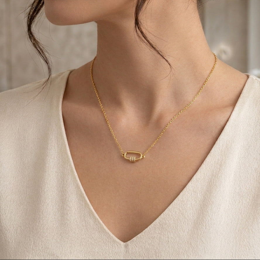 18K Gold Plated 925 Sterling Silver Lock Necklace - Isla