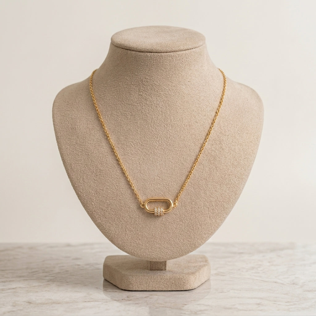 18K Gold Plated 925 Sterling Silver Lock Necklace - Isla